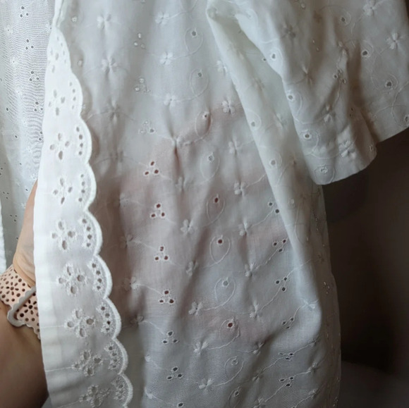 Vintage Vicki Wayne White Eyelet Open Front Short Sleeve  Blouse Women Medium - Picture 5 of 8